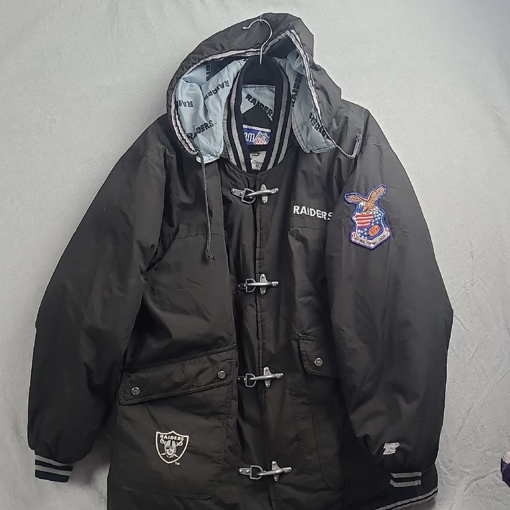 TRIPLE FAT GOOSE NFL LOS ANGELES RAIDERS | XL PUFFER | BLACK GREY WHITE VTG MEN